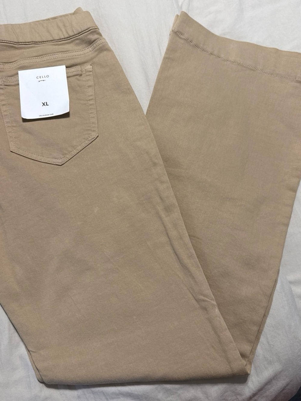 Cello NWT Beige Pull-On Flare Pants | XL | Stretch Knit